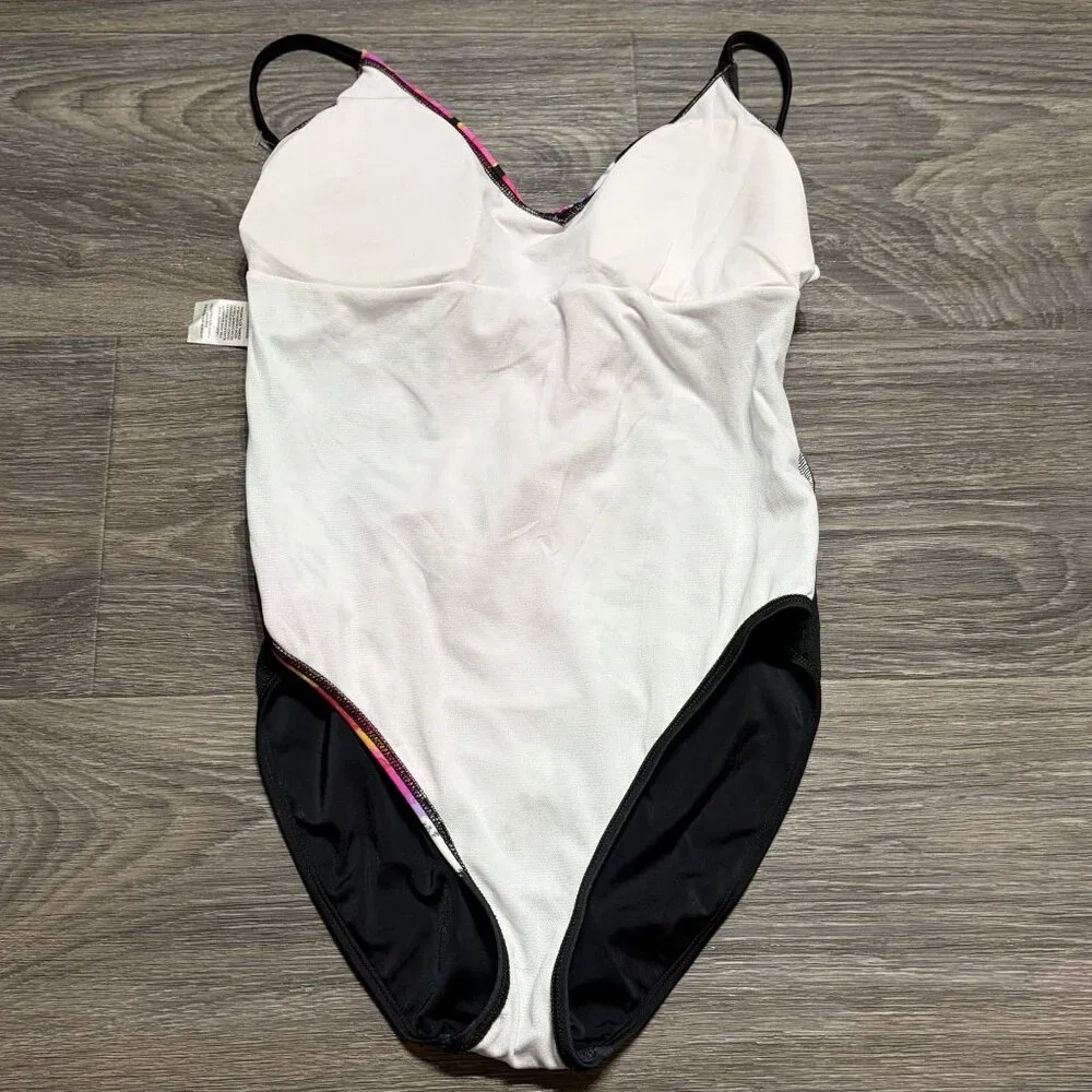 NEW Salt + Cove Medium Tie Dye One Piece Swim Strappy Black Pink Bathing Suit - Picture 10 of 11